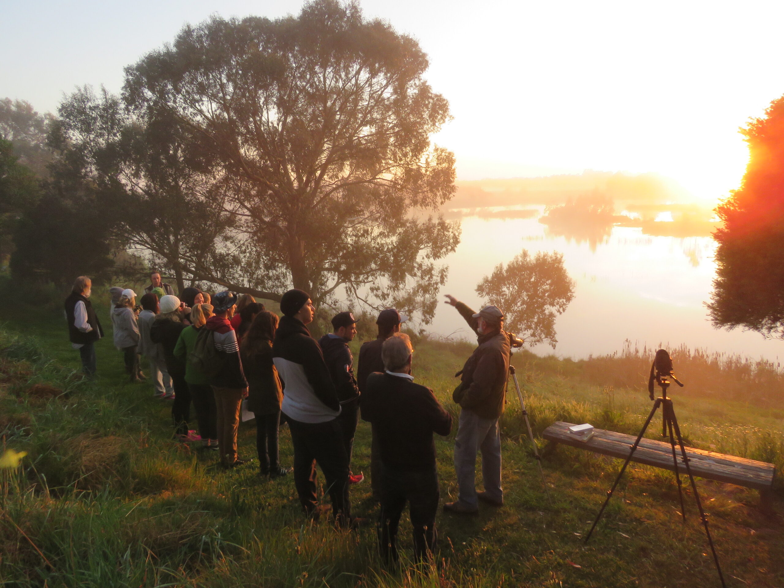 Sunrise bird watching at Cecil Hoskins Nature Reserve during a conference in 2015